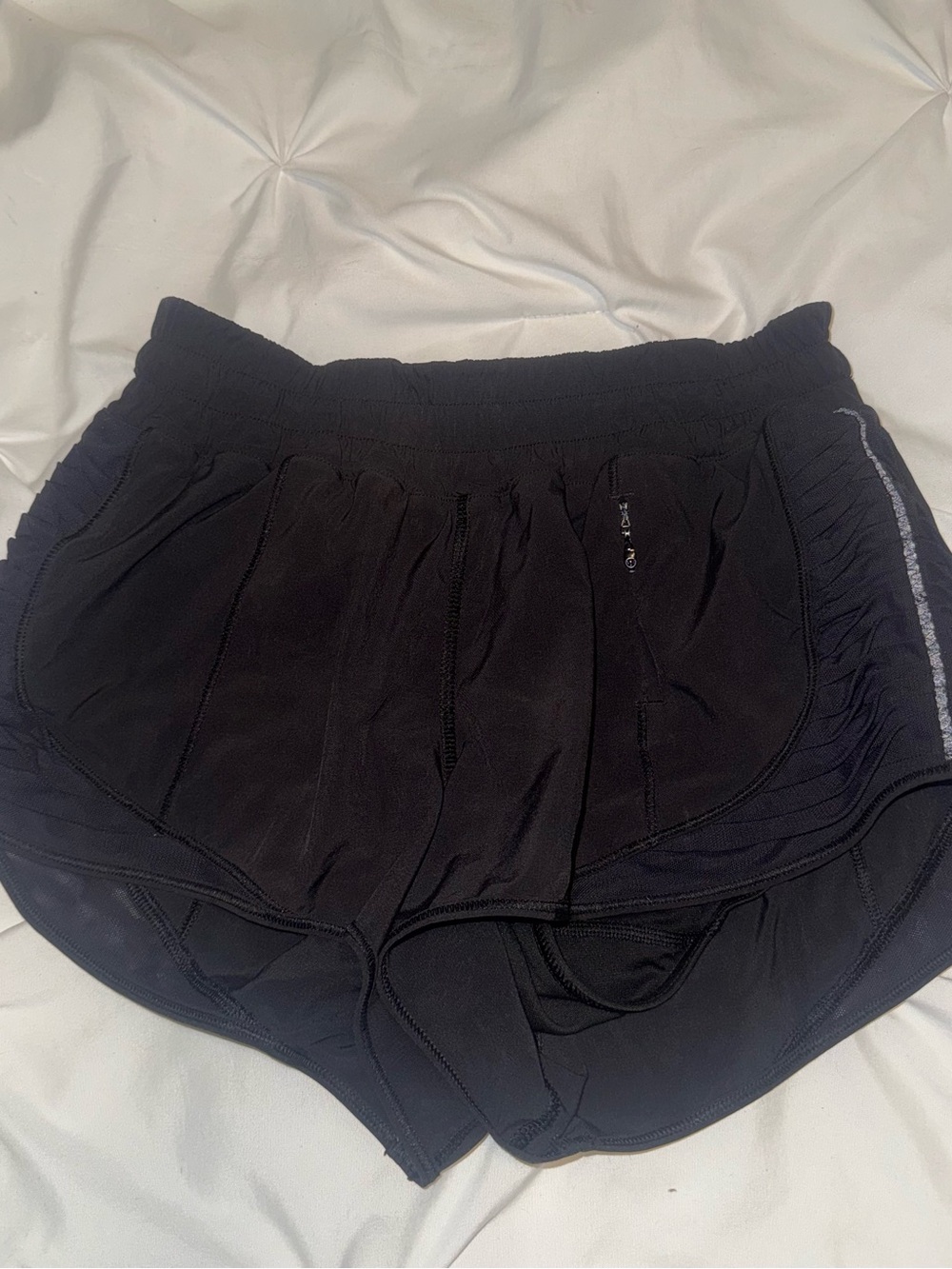 Lululemon Black Ruched Side Pocket Athletic Shorts